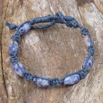 Blue Hemp Macrame Bracelet with Sodalite Beads