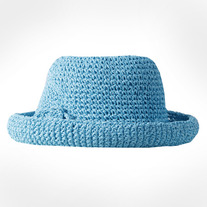 Women's Crochet Paper Bucket Hat-Blue Atoll