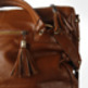 Women's Tasselled Soft PU Leather Handbag With Rivits and Ring-Brown - Thumbnail 3