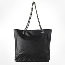 Women's Checker PU Leather Shoulder Handbag-Black