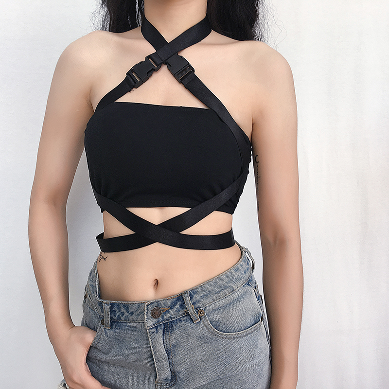 Strap design halter strap vest on Storenvy