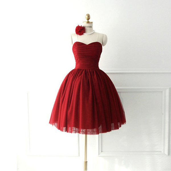 red strapless homecoming dress