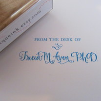 From the desk of - Custom Calligraphy Wooden stamp - Your name - choice of style