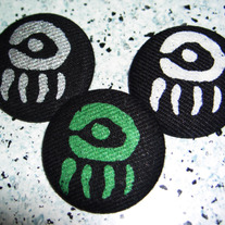 Green or Silver "Doll Eye" Screen Printed Hemp Button! 1.5"