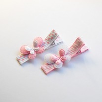 Mini butterfly clip, pink/white