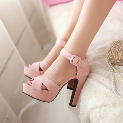 Stylish buckle design high heels fashion sandals f8782