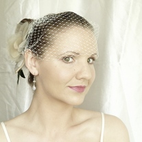 Ivory Bandeau Birdcage Veil  - Thumbnail 3