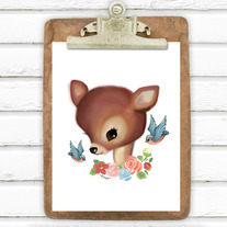 Retro Deer 5x7 Art Print