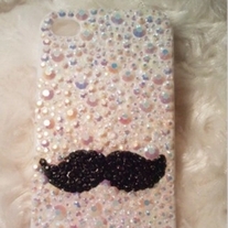  New Bling Crystal Sparkle Beard With All Colorful Rhinestones iPhone 4/4S Case