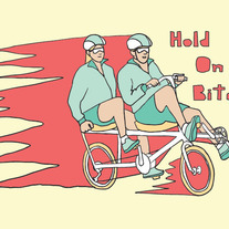Tandem bike "hold on bitch", 5x7 print