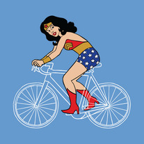 Wonder Woman on bike, 5x5 print