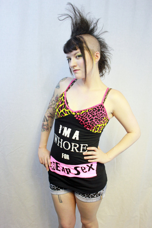 I'm a Whore for Cheap Sex Black Tank Top S/M handmade diy punk xannabotx