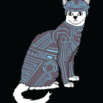 Tron cat, 5x7 print