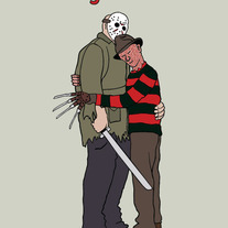 Freddy and Jason forgiveness, 5x7 print