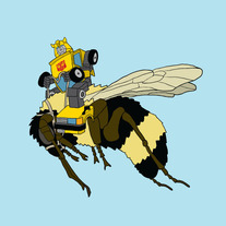 Bumble Bee riding a bee, 8x8 print