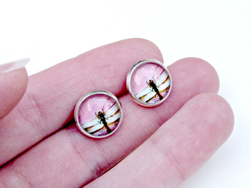 Girls Earrings Studs Handmade Jewelry Art Gunmetal Jewelry Post Earrings Full Moon Earrings
