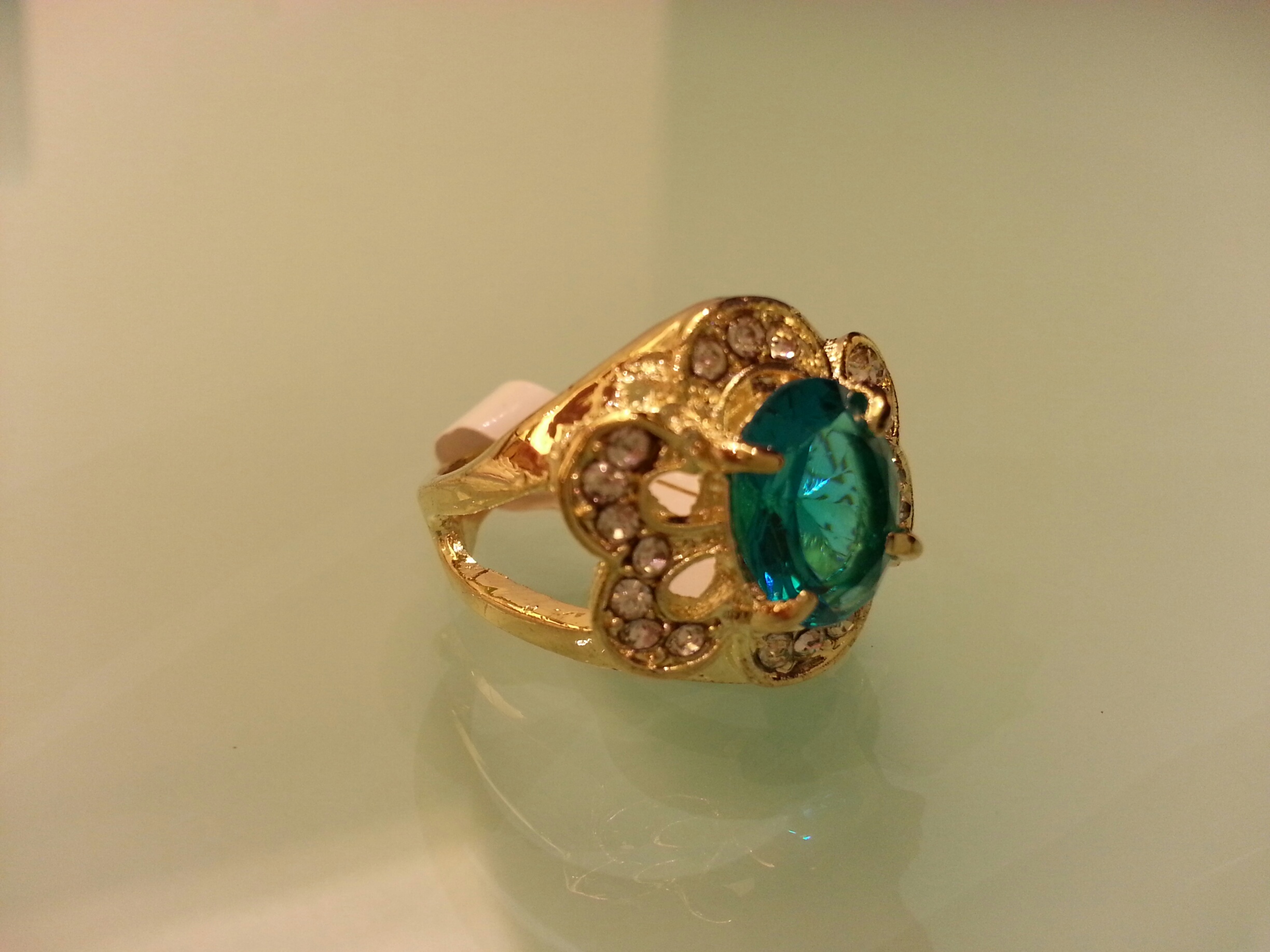 Ocean Blue CZ Gold Ring · Dollar Jewelry · 1 Dollar Jewelry Store Online