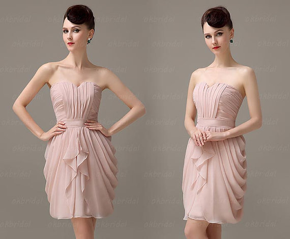 Short Blush Bridesmaid Dresses