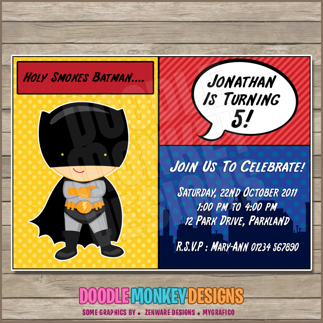 Batboy V2 Batman Party Invitation Diy Printable Digital Invite