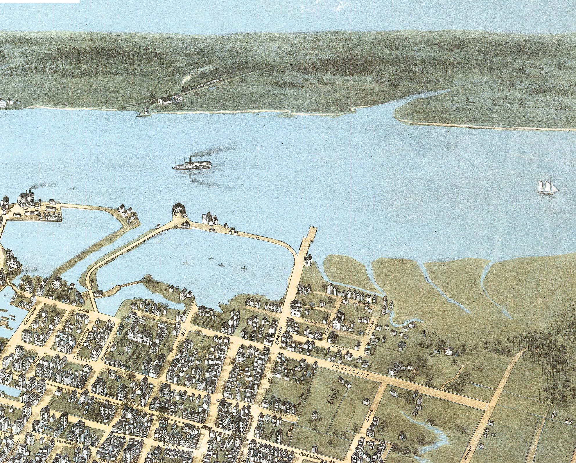 20x30 1872 Charleston South Carolina Vintage Old Panoramic City Map