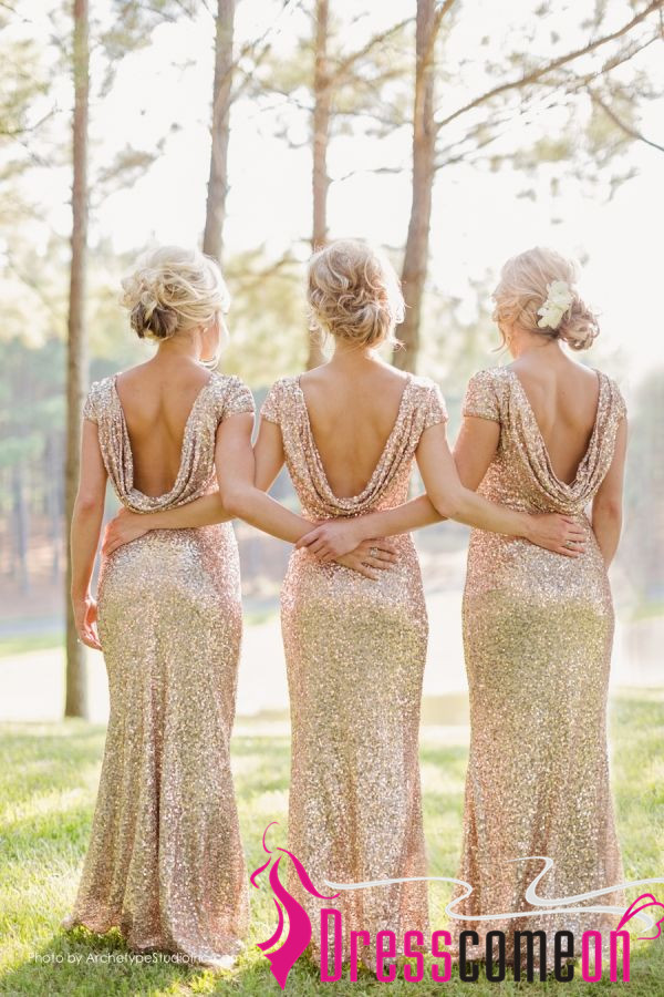 sparkly champagne bridesmaid dresses