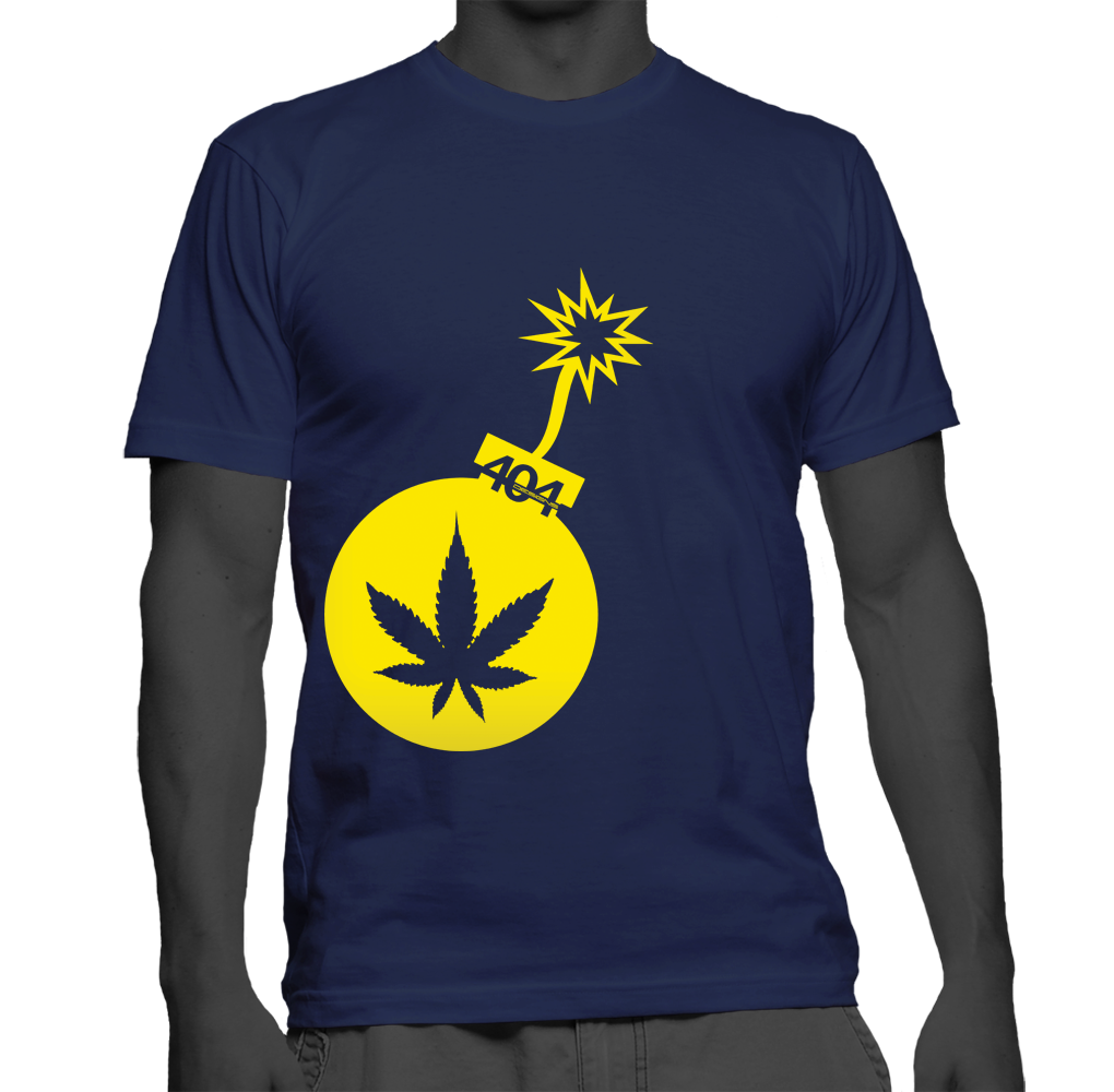 navy blue t shirt with yellow print