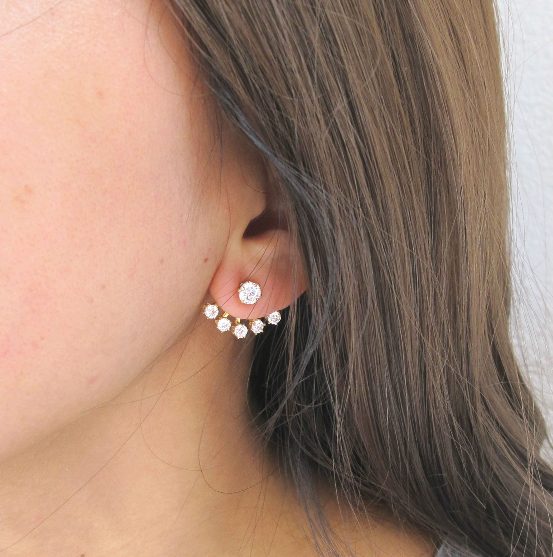 Rose Gold Plated Stud Earrings With Sparkling Round Cubic Zirconia – Women's UK Seller