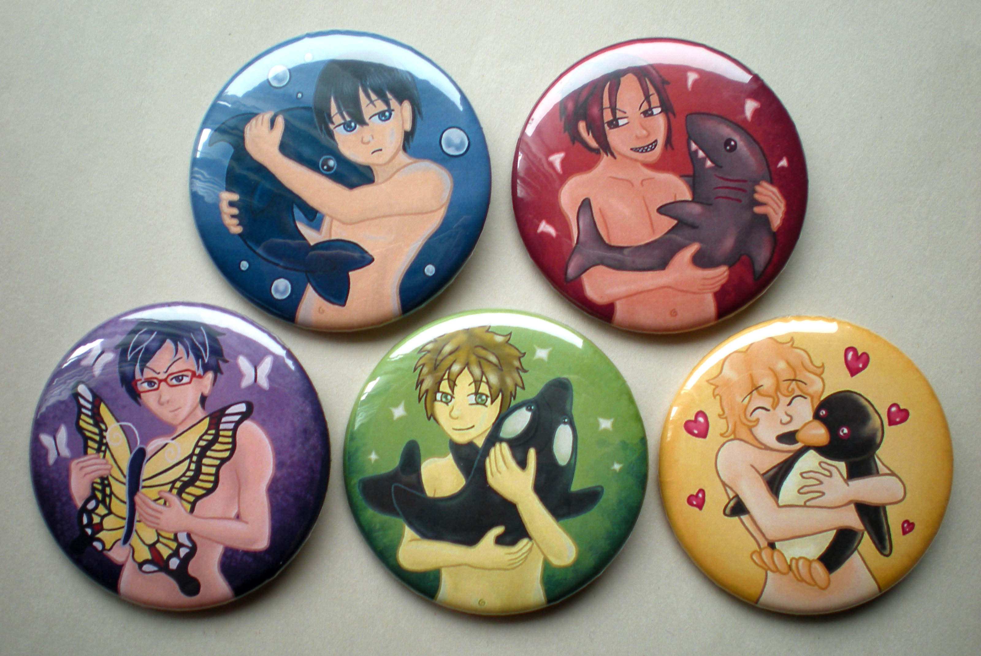 Swimming Anime Button Pack Sold By Lady Knight Illustrations On Storenvy