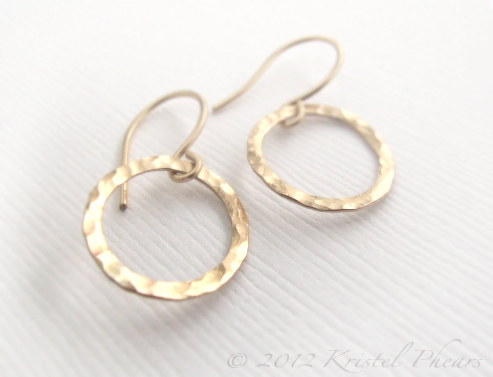 Hammered Dangle Sterling and Gold Filled Earrings