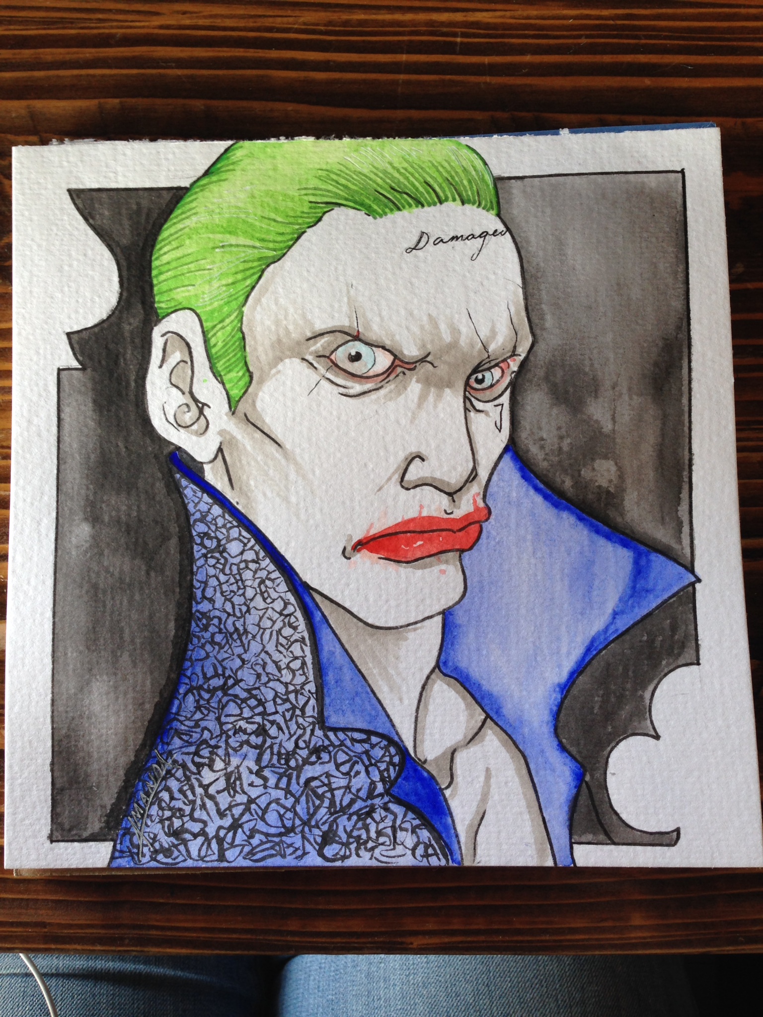 The Joker Suicide Squad Original Watercolor Sketch A Day Online Store Powered By Storenvy