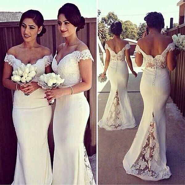 ivory mermaid bridesmaid dresses