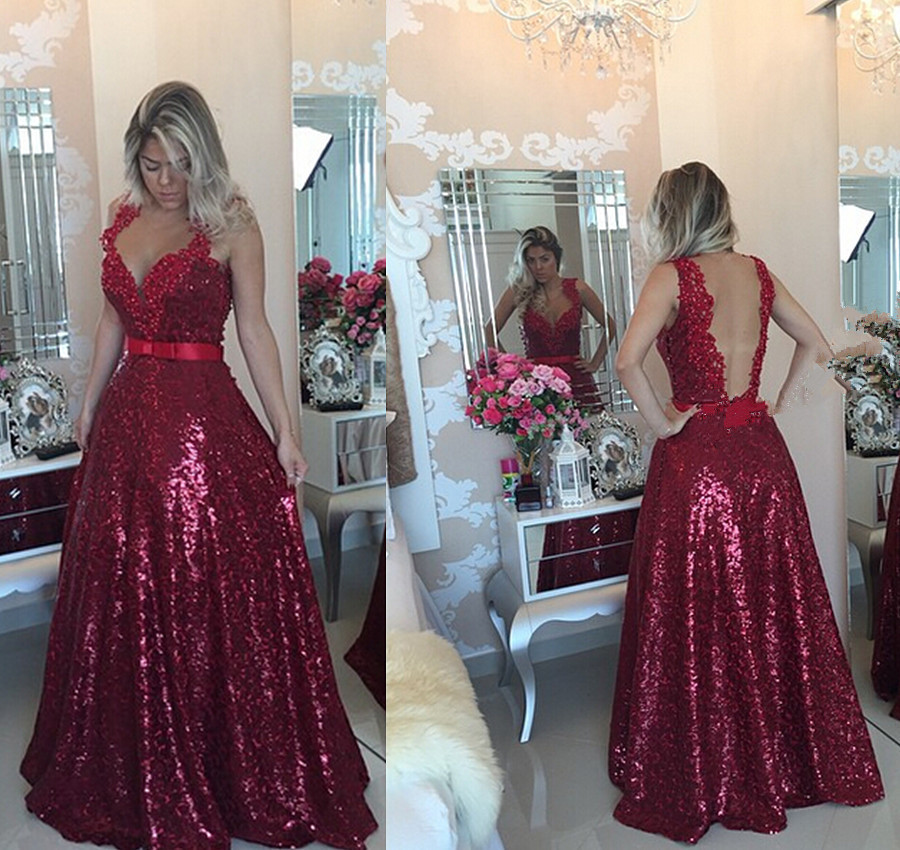 Sequin Prom Dress Burgundy