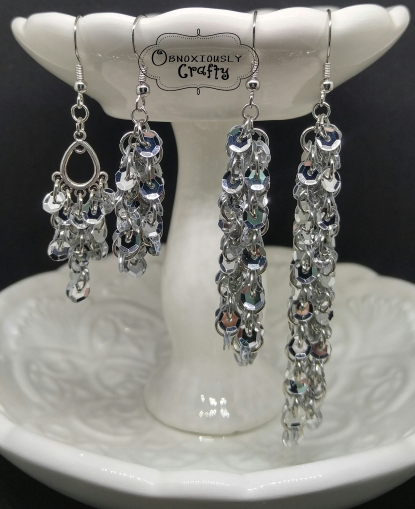 Silver Disco Ball Sequin Earrings