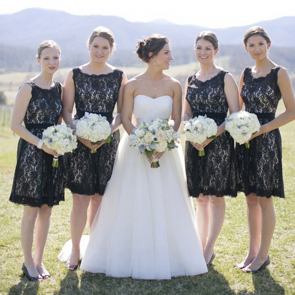 black lace bridesmaids dresses