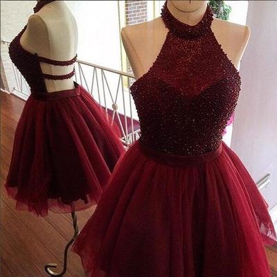 maroon cocktail gown