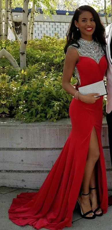 Corset Red Prom Dresses Long