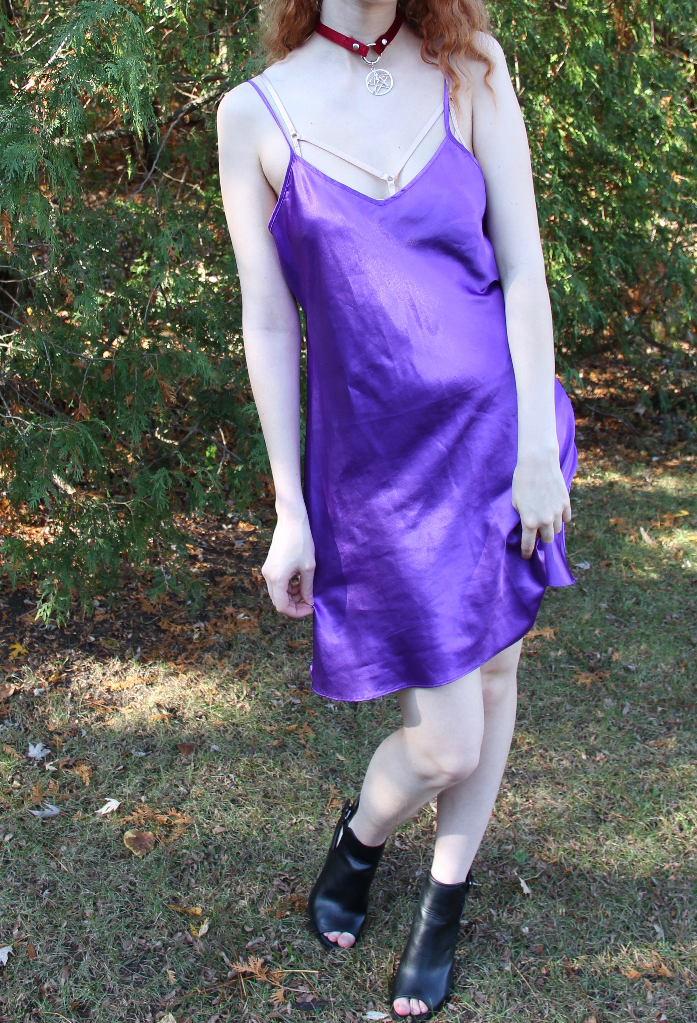 purple satin slip