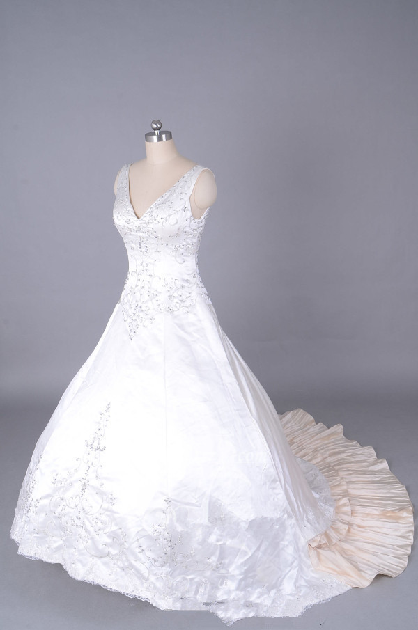P130 Sexy V Neck Chapel Train Long Wedding Dresses White And Champagne Color Wedding Dress Real Made Wedding Dresses Red Rose Online Store Powered By Storenvy