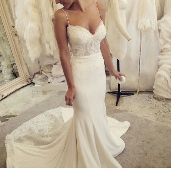 Spaghetti Strap Wedding Dress Silhoutte