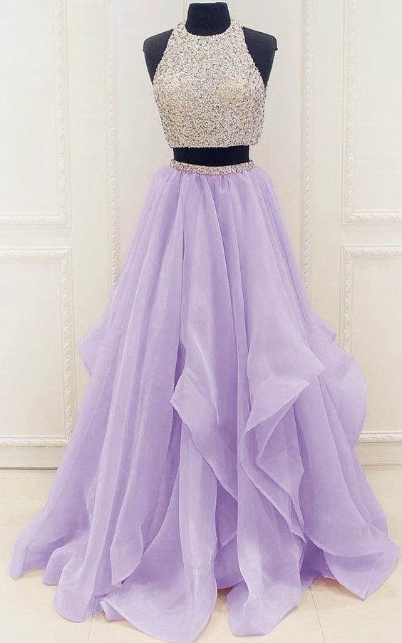 purple 2 piece homecoming dress