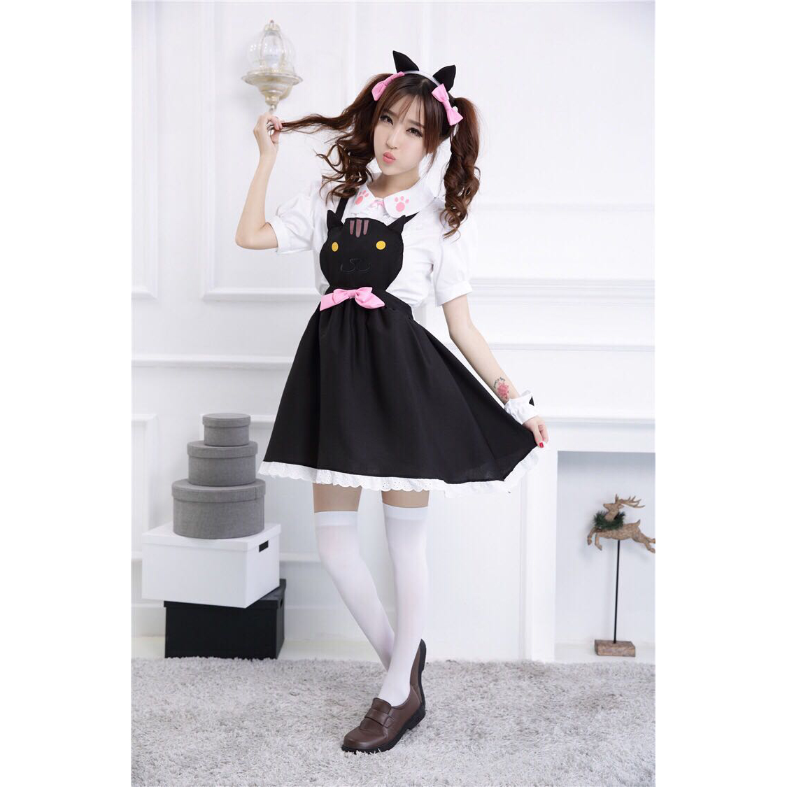 Lolita Cat Overalls Dress Cute Anime Cosplay Jumper Dc90 On Storenvy