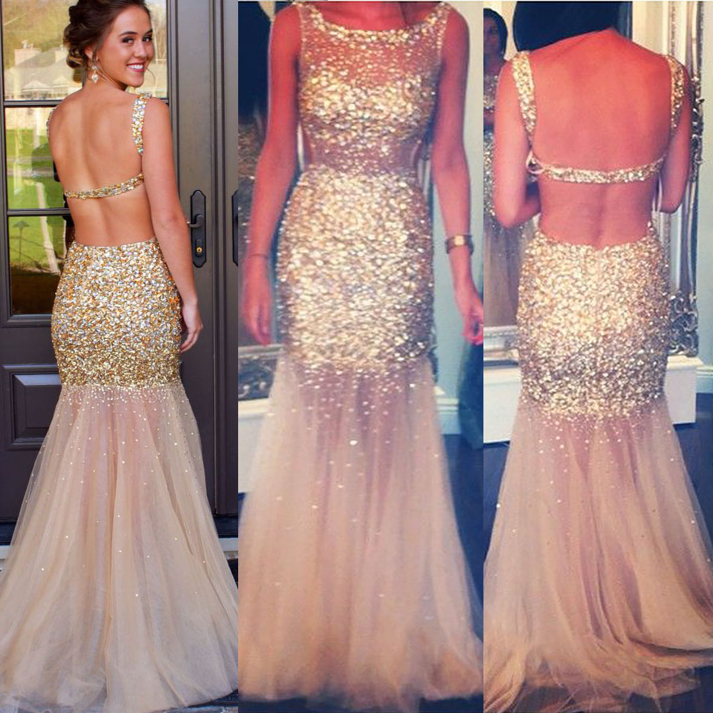 Prom Dresses Tulle with Gold