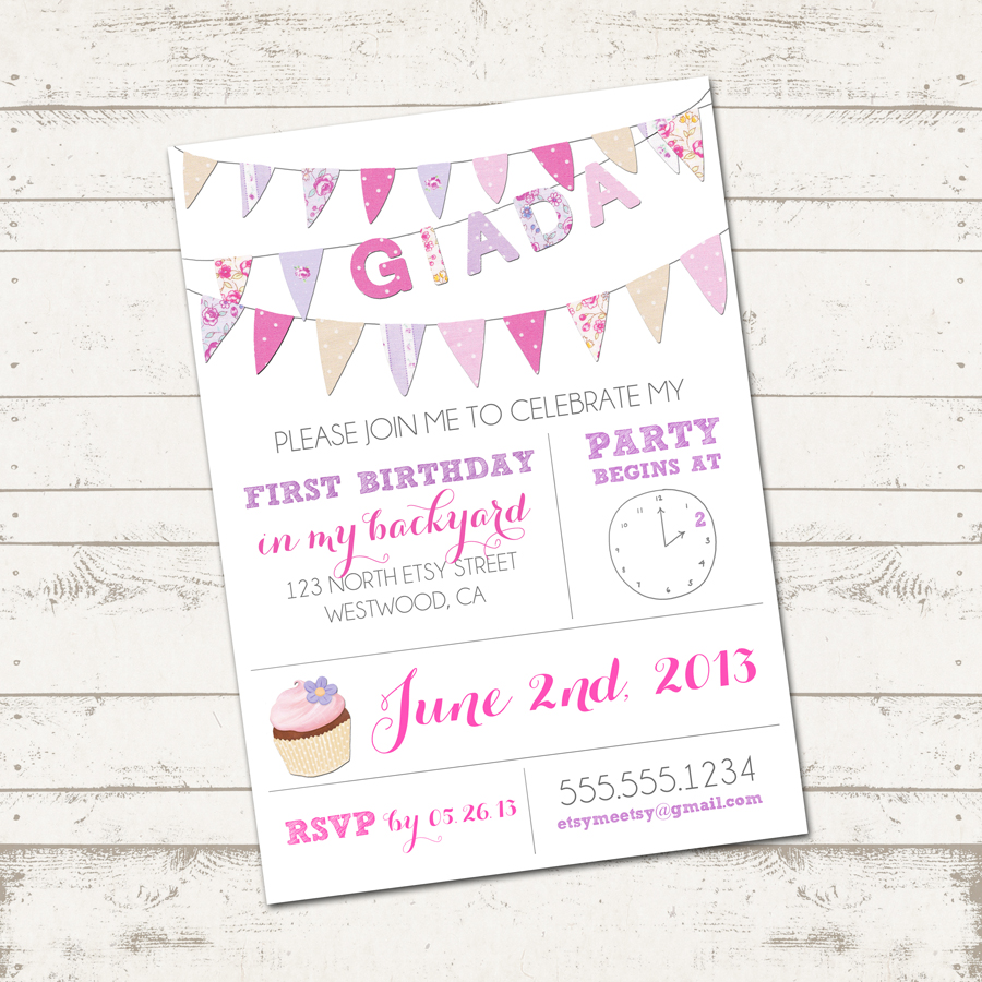 girls birthday invitation colorful