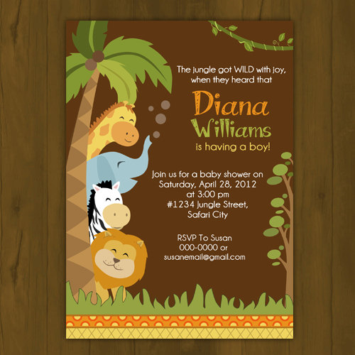 safari baby shower printed invitations jungle invites wild zoo new