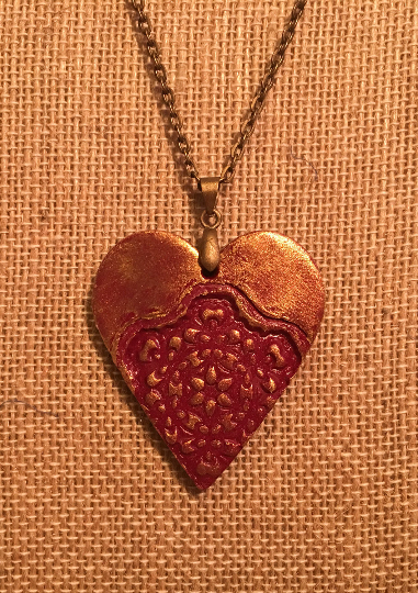 polymer clay heart pendant