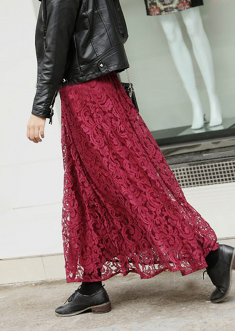 burgundy and white skirt
