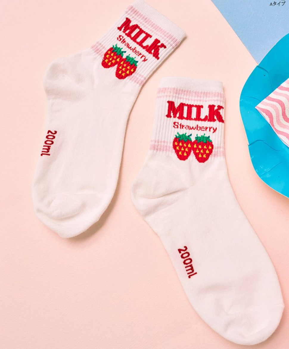 200ML STRAWBERRY MILK SOCKS ( 2 colors ) on Storenvy