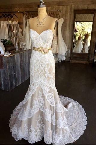 Mermaid Lace Wedding Dress Sweetheart Lace Wedding Dresses Long