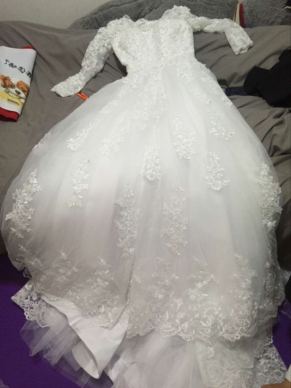 A52 Lace Long Sleeve Ball Gown Wedding Dresses, Real ...