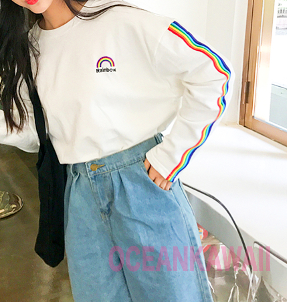 white rainbow sweater